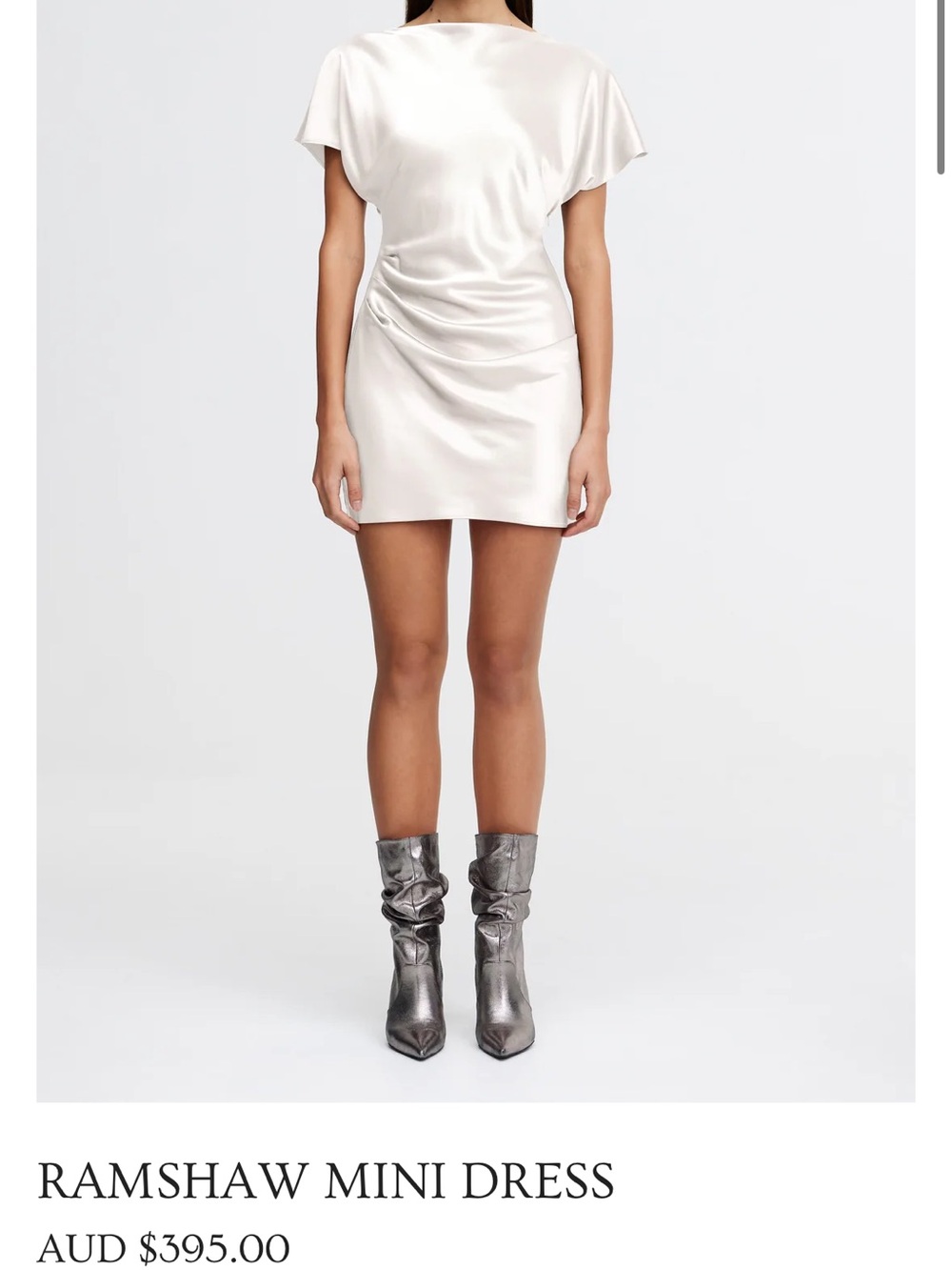 Acler Ramshaw Mini Dress — Cream Satin